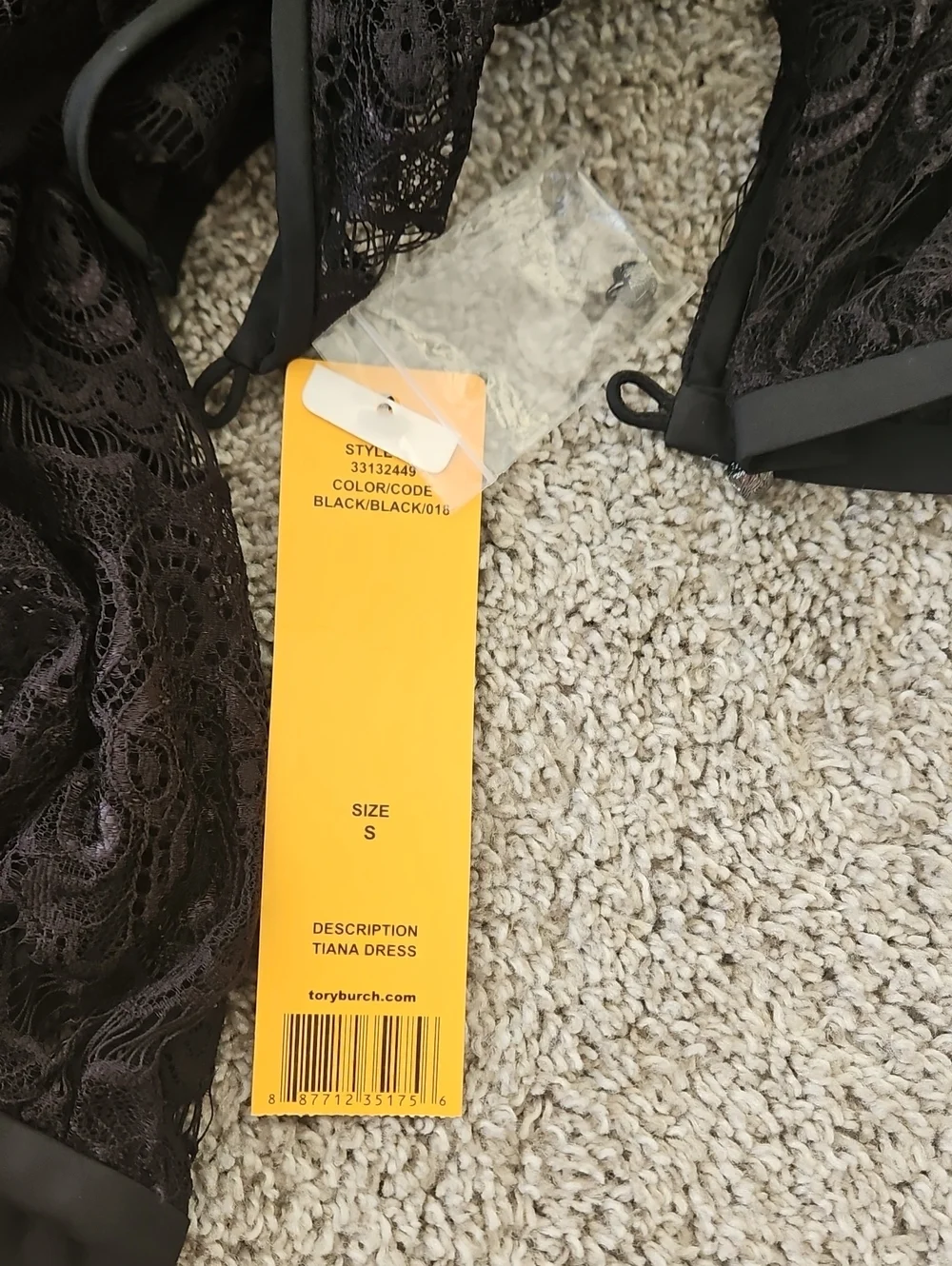 Nwt Tory Burch Elegant Black Lace Sleeve Sheath Dress S